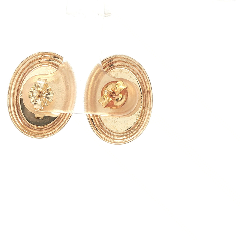 Estate Vintage 14K Yellow Gold Oval Lapis Lazuli Earrings Circa 1970s–1980s