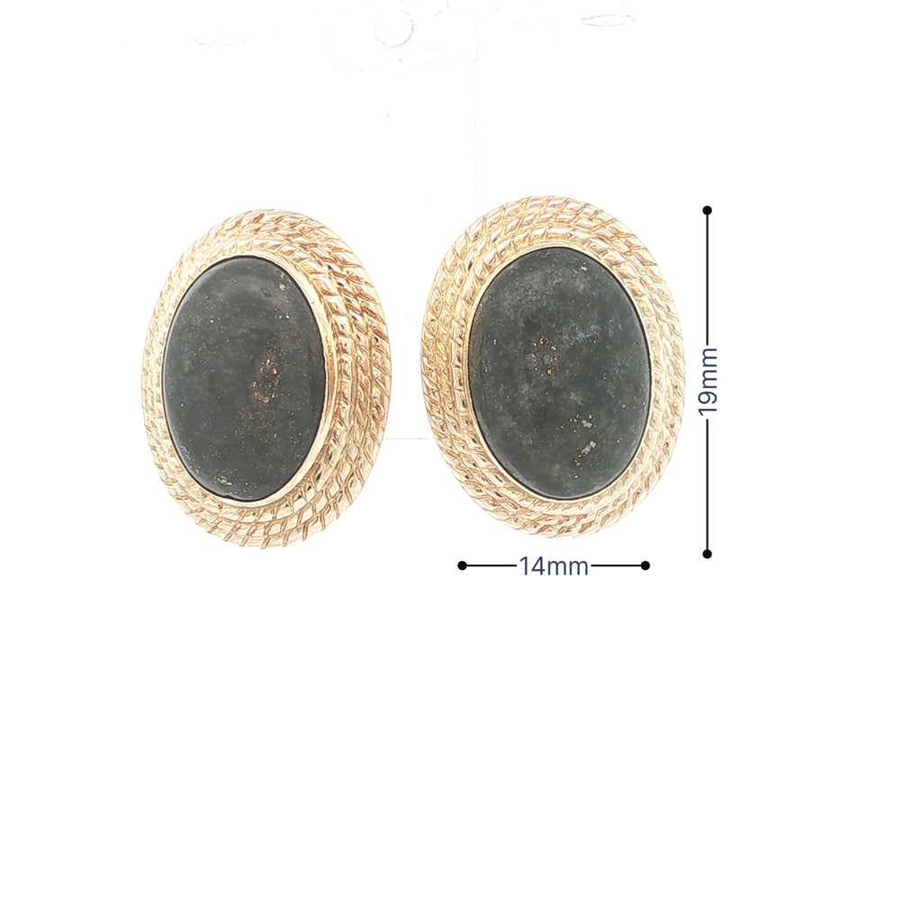 Estate Vintage 14K Yellow Gold Oval Lapis Lazuli Earrings Circa 1970s–1980s