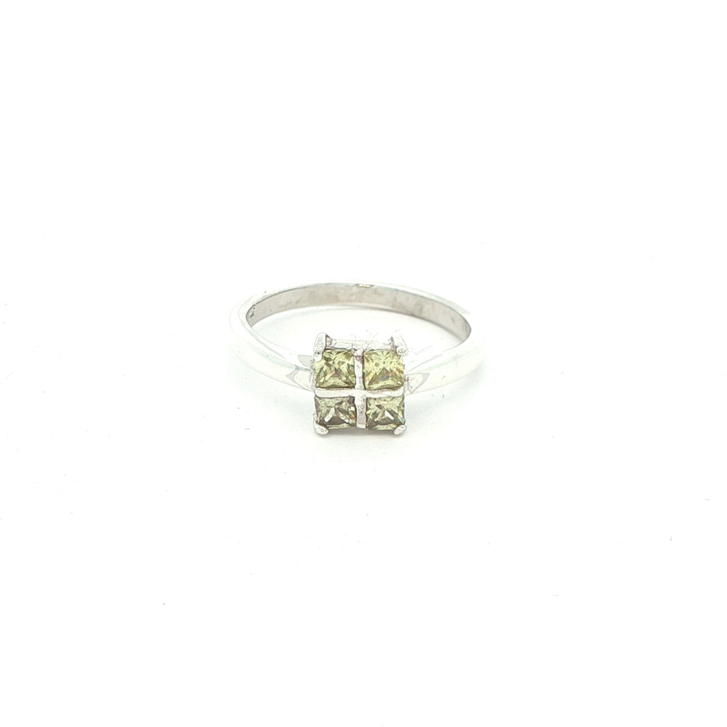 Estate Sterling Silver Peridot Four-Stone Ring Size 8