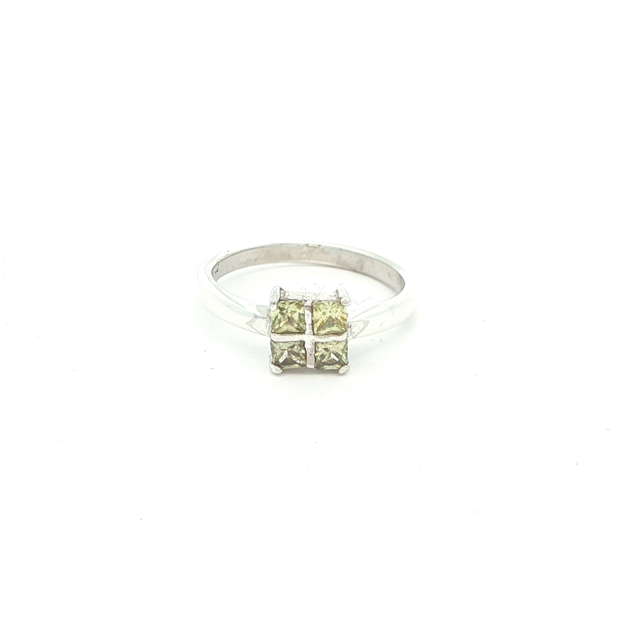 Estate Sterling Silver Peridot Four-Stone Ring Size 8