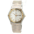 Estate Vintage Ebel Two-Tone Quartz Watch with 18K Gold Bezel White Roman Dial Date