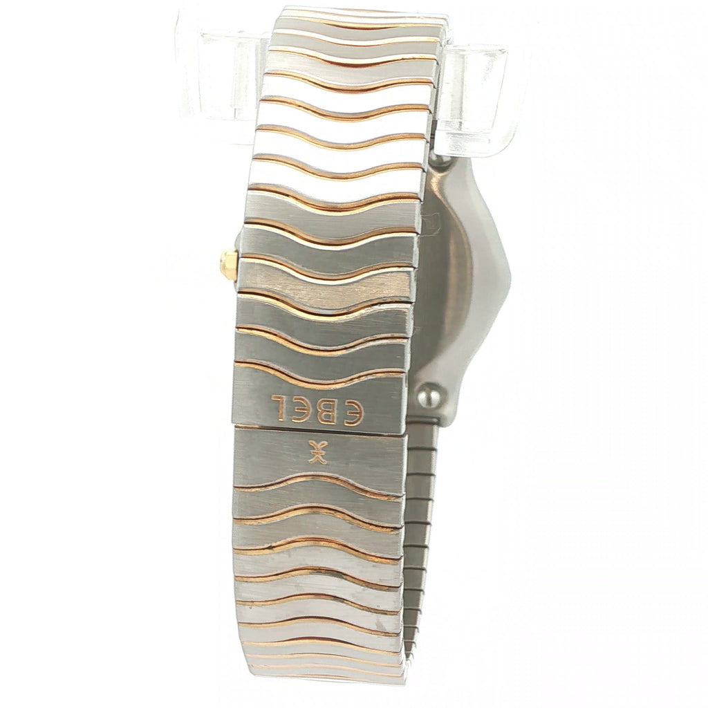 Estate Vintage Ebel Two-Tone Quartz Watch with 18K Gold Bezel White Roman Dial Date