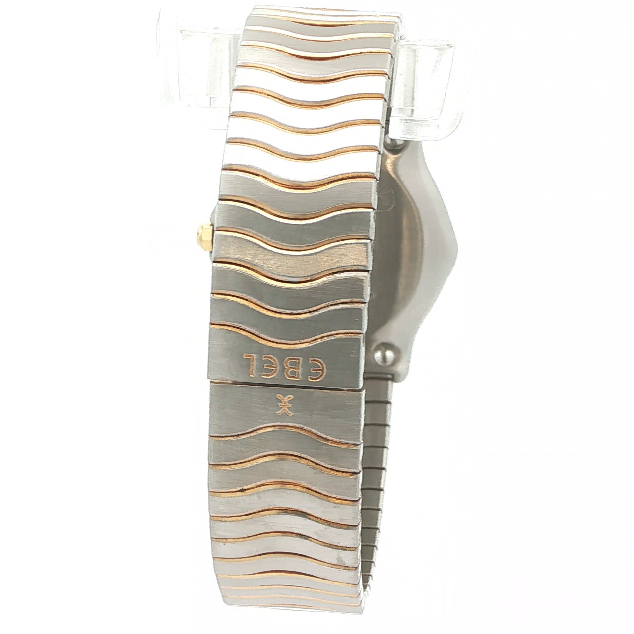 Estate Vintage Ebel Two-Tone Quartz Watch with 18K Gold Bezel White Roman Dial Date