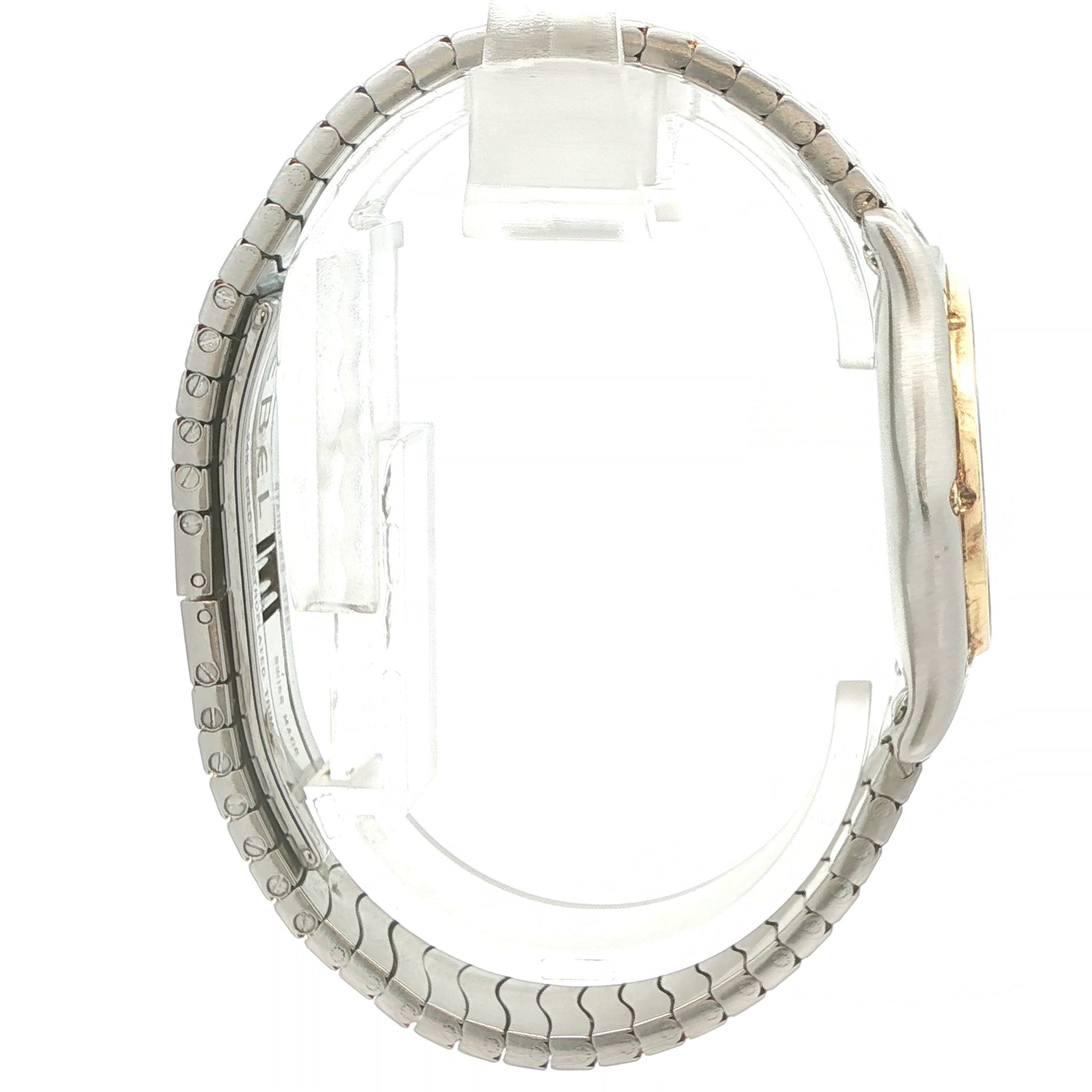 Estate Vintage Ebel Two-Tone Quartz Watch with 18K Gold Bezel White Roman Dial Date