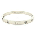 Estate Cartier 18K White Gold Diamond Love Bracelet Size 17