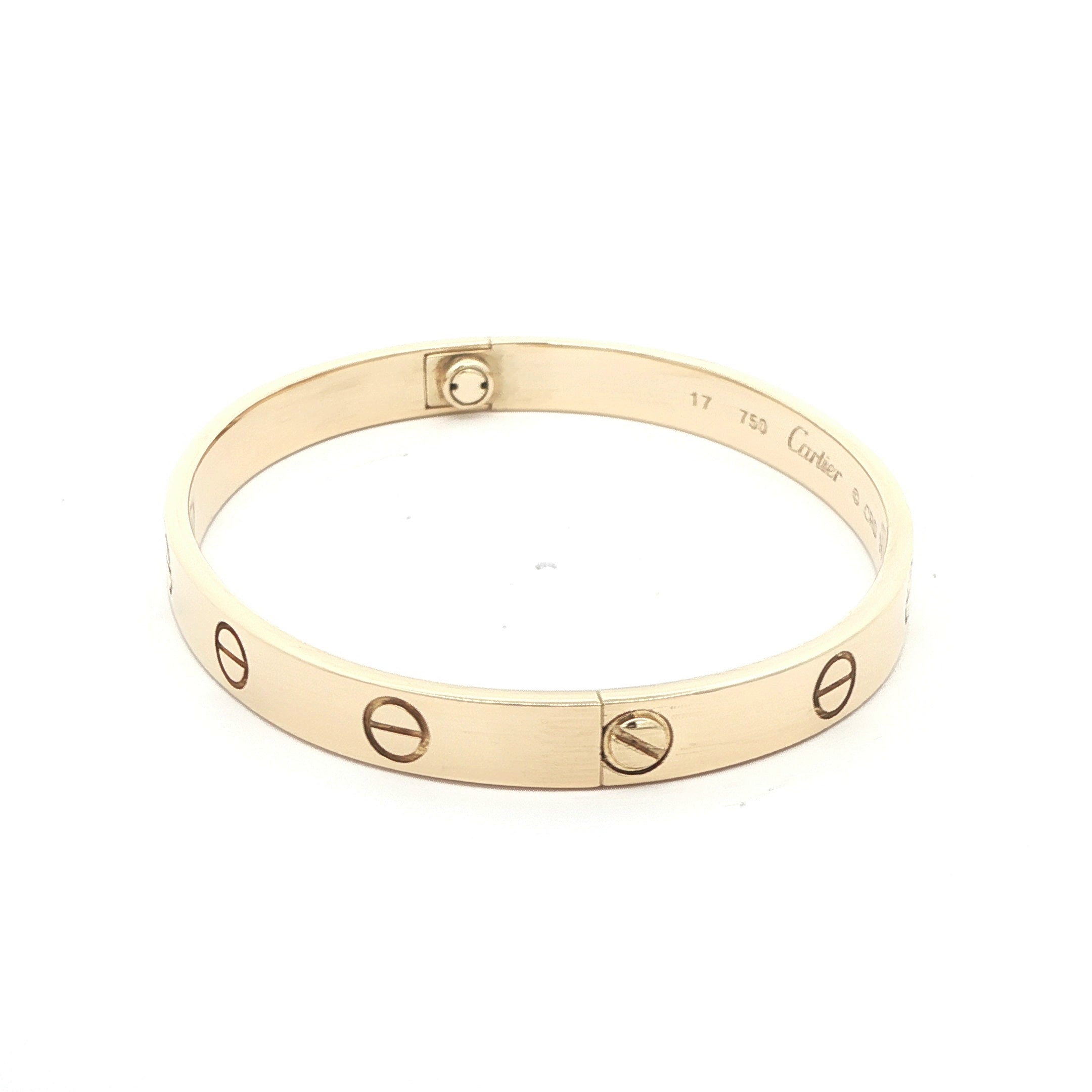 Estate Cartier 18K Yellow Gold Love Bracelet Size 17