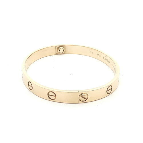 Estate Cartier 18K Yellow Gold Love Bracelet Size 17