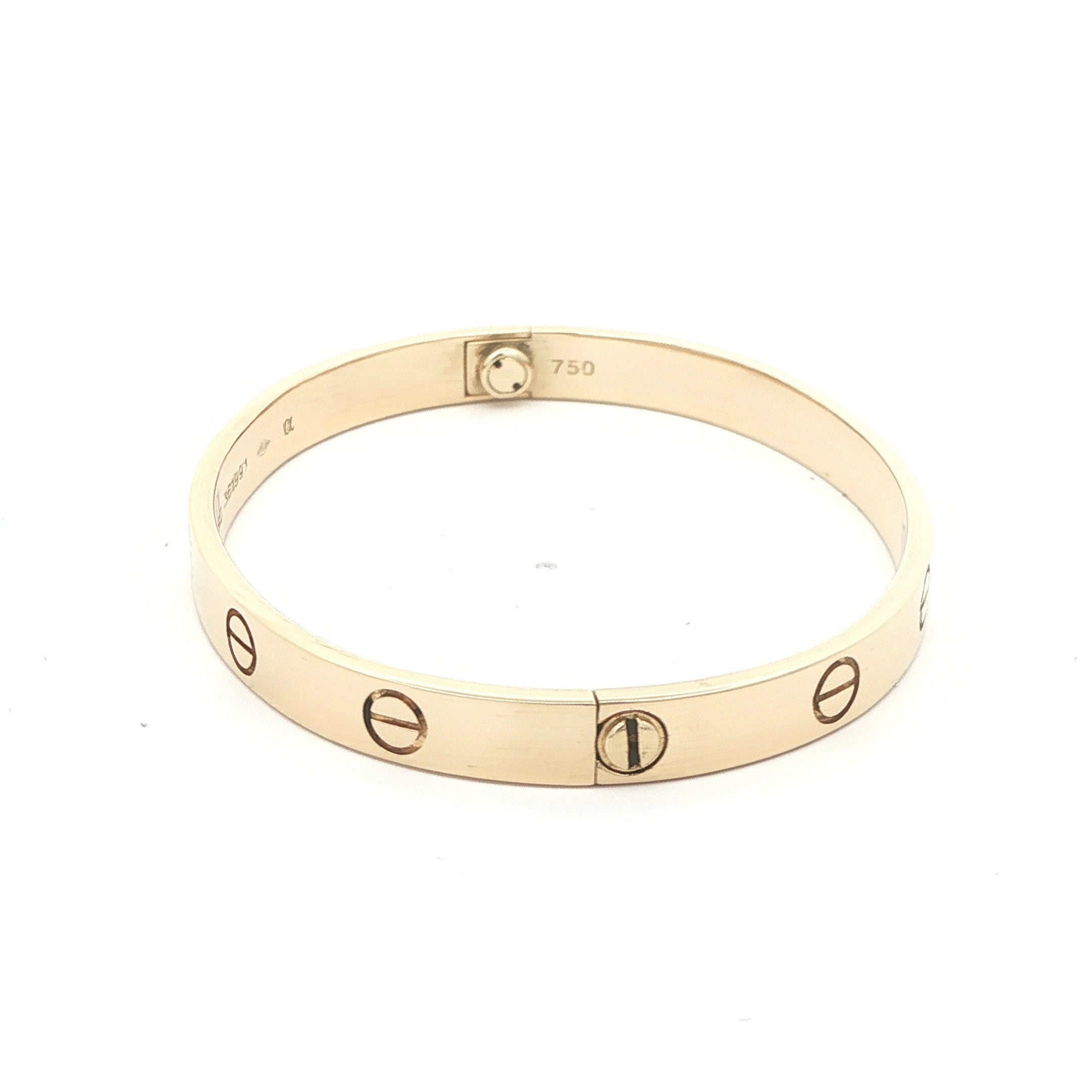 Estate Cartier 18K Yellow Gold Love Bracelet Size 17