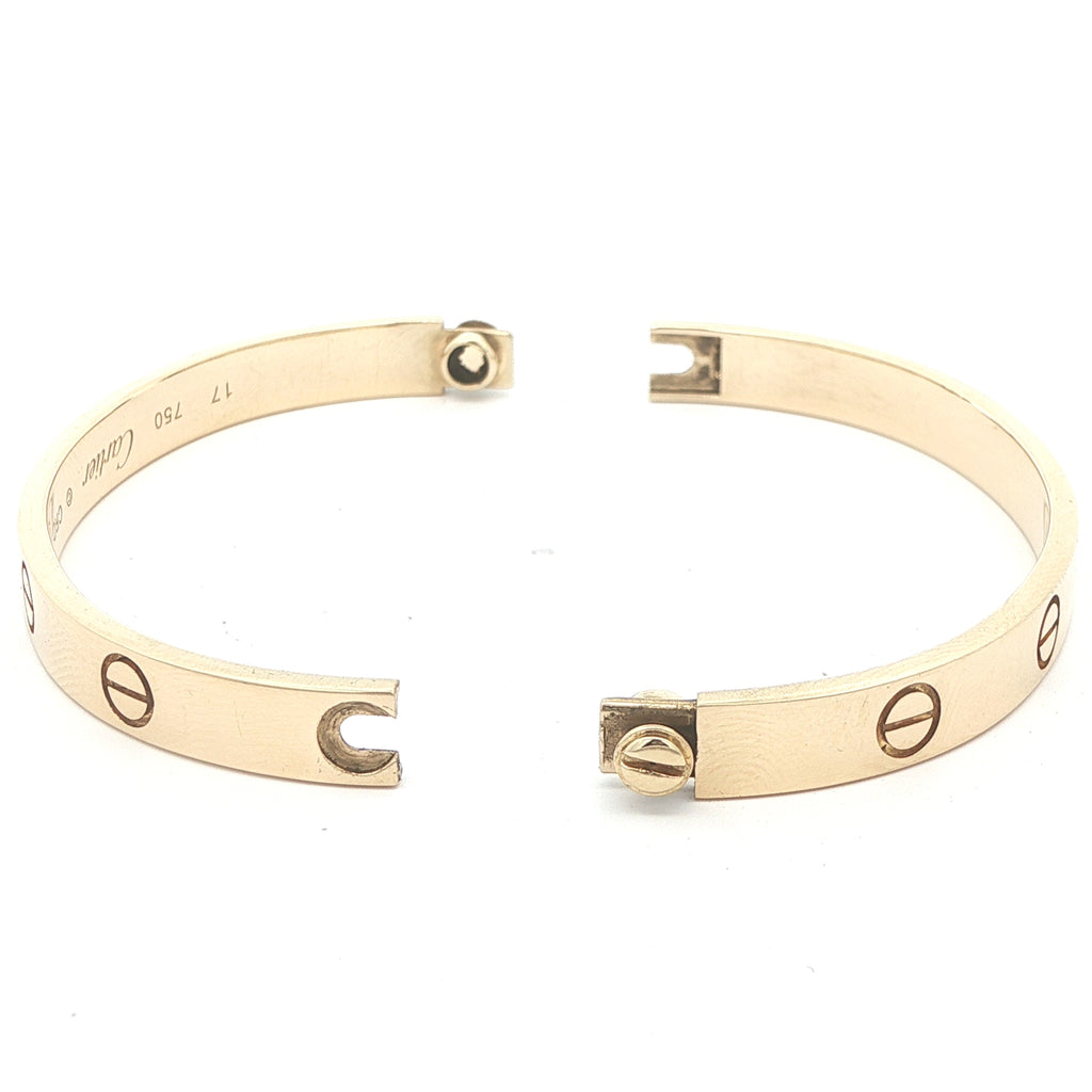 Estate Cartier 18K Yellow Gold Love Bracelet Size 17