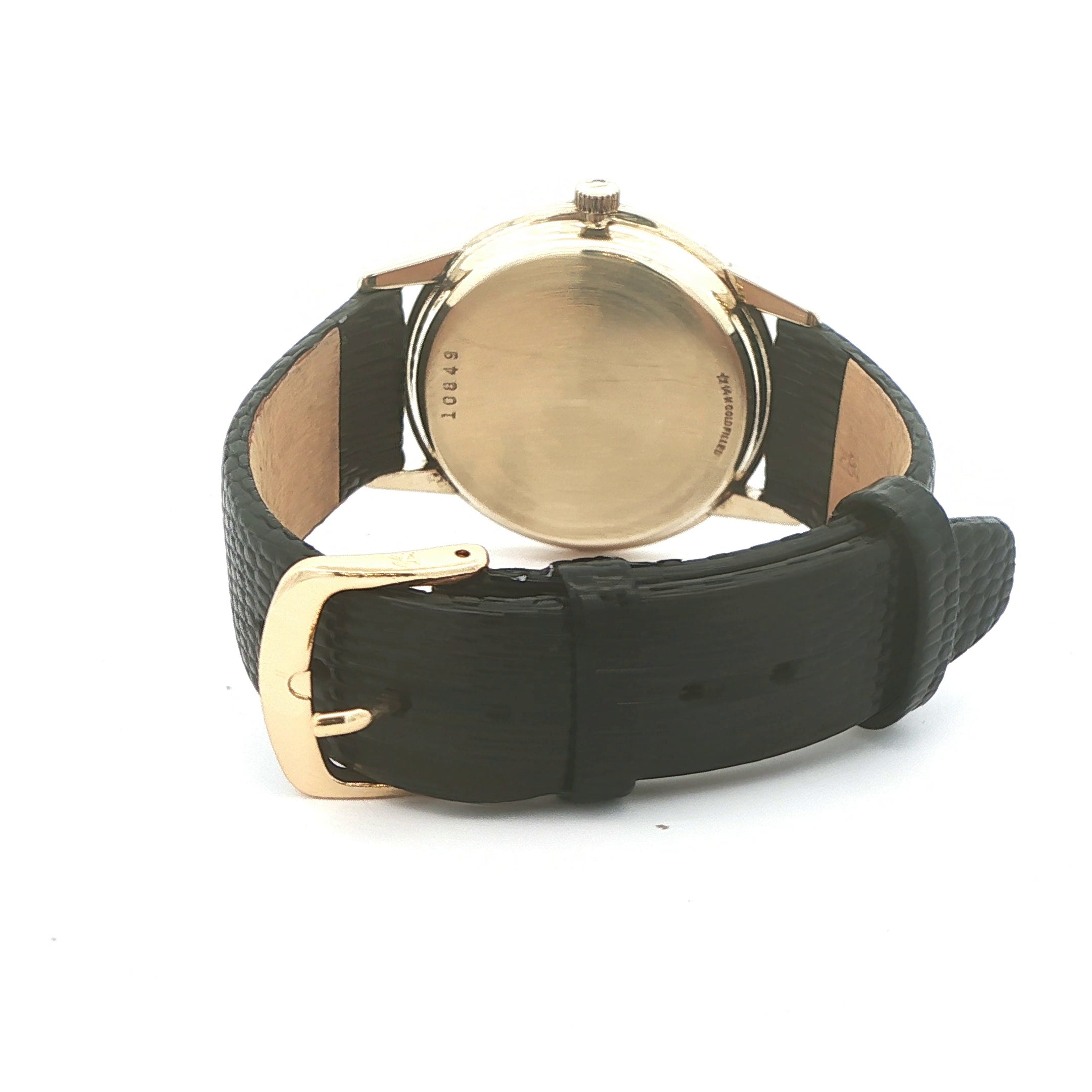 Estate Vintage Universal Genève Automatic Date 14K Gold Filled White Dial Dress Watch Circa 1960s–1970s