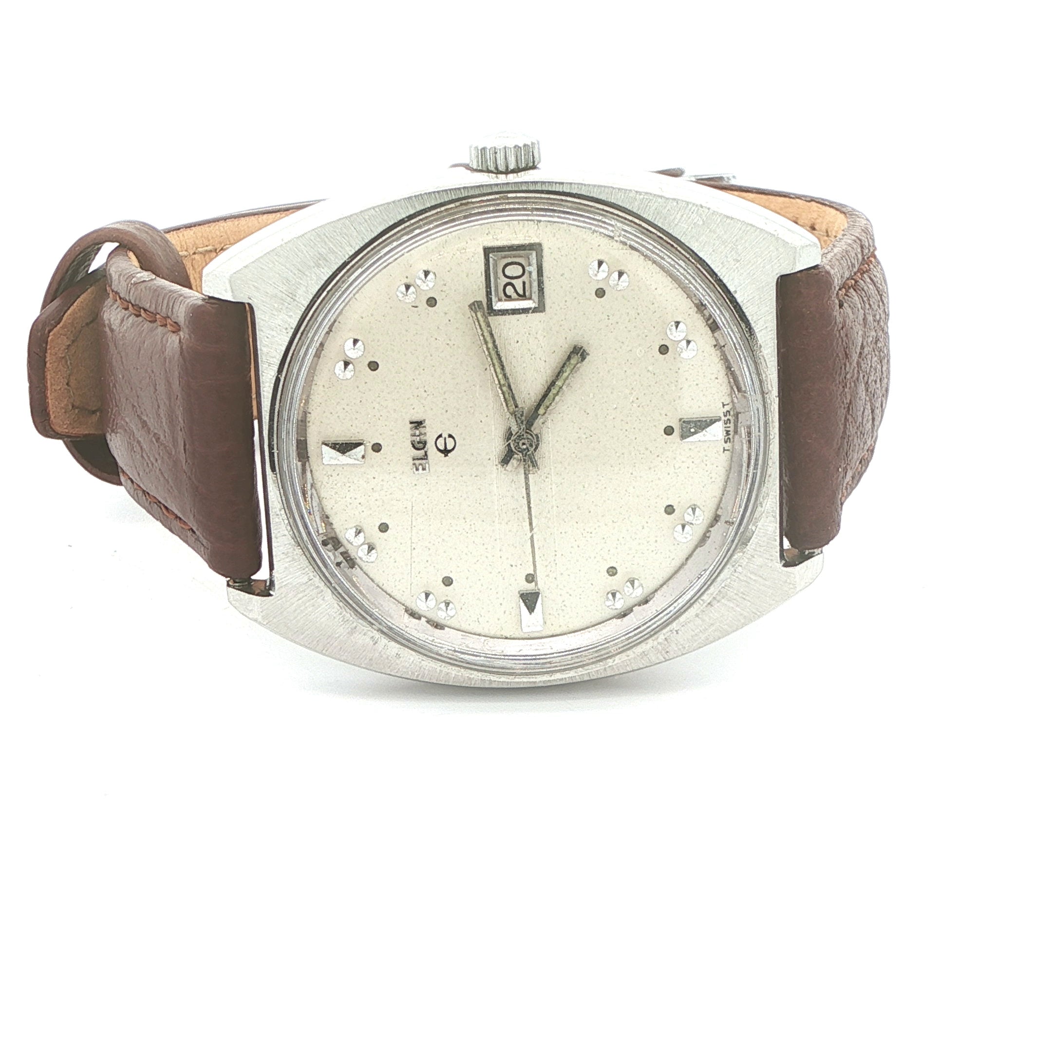 Estate Vintage Elgin Swiss Manual Wind Date Dress Watch Circa 1960s–1970s