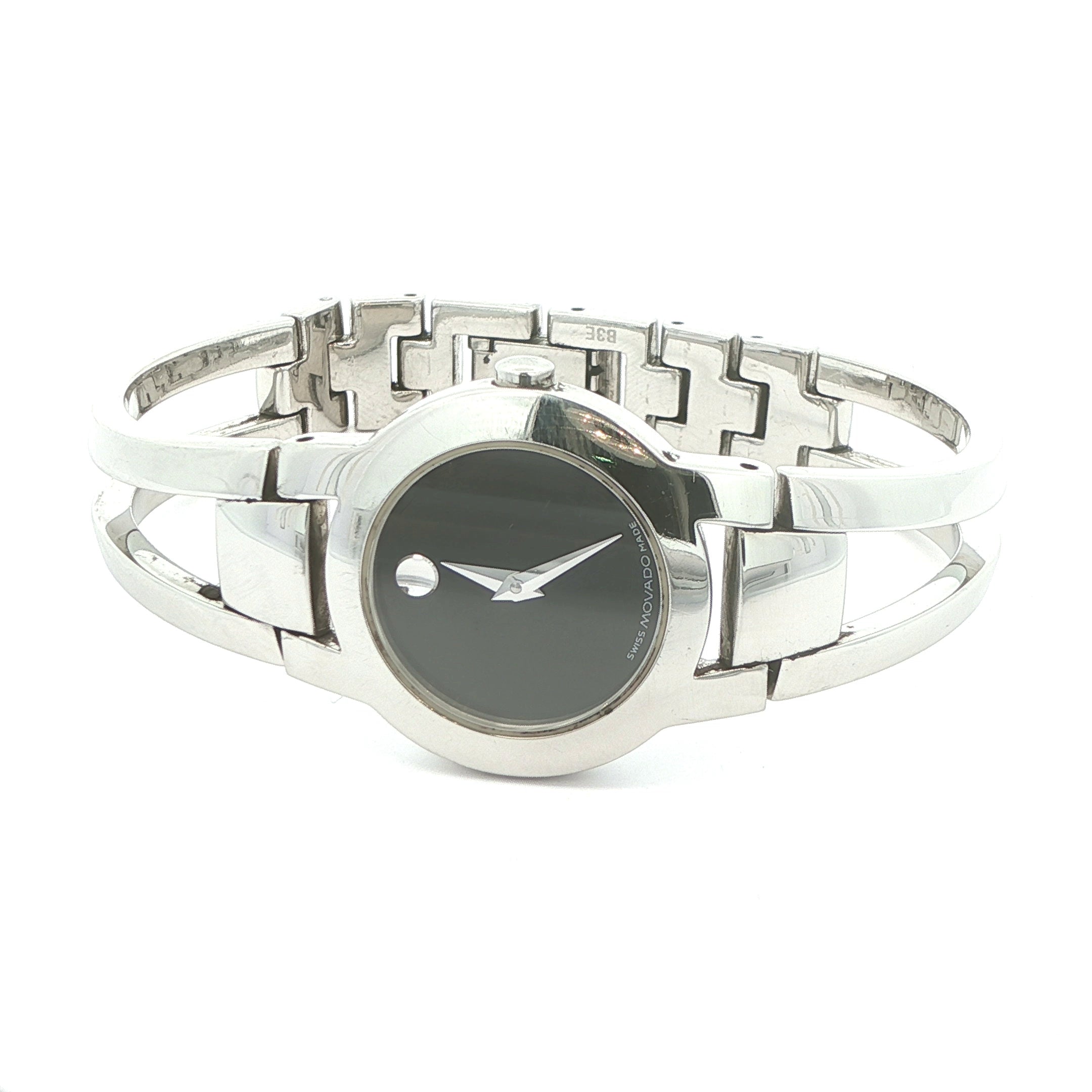 Estate Vintage Movado Museum Swiss Quartz Stainless Steel Black Dial Watch Circa 1990s–2000s