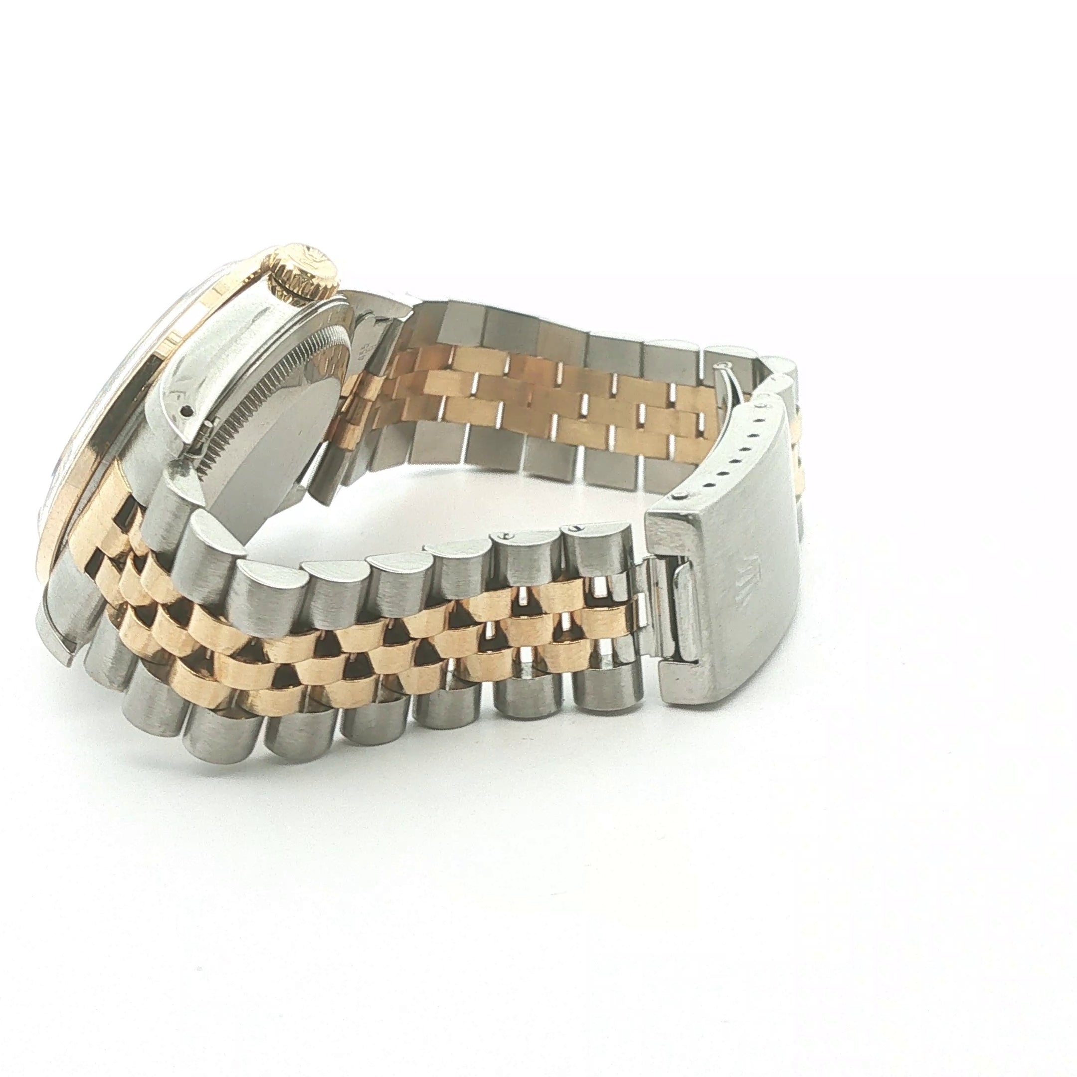 Estate Vintage 1989 Rolex DateJust Custom 1.00 CTW Diamond Bezel Stainless Steel Two-Tone Jubilee Watch