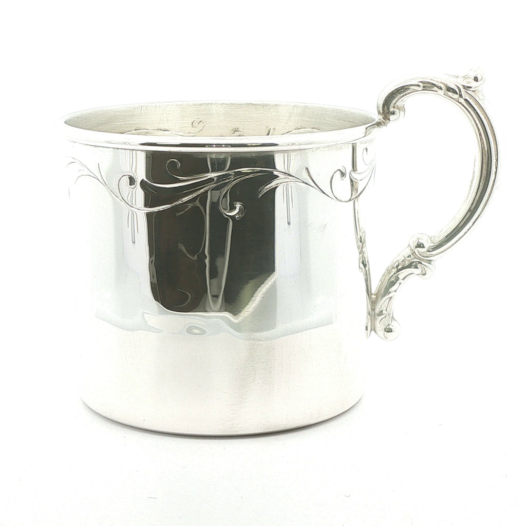 Vintage Estate Empire Sterling Silver Engraved Baby Cup