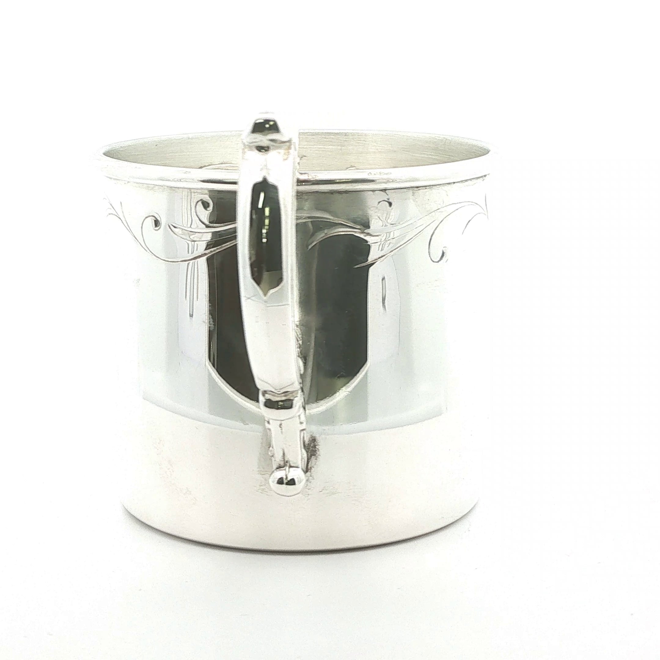 Vintage Estate Empire Sterling Silver Engraved Baby Cup