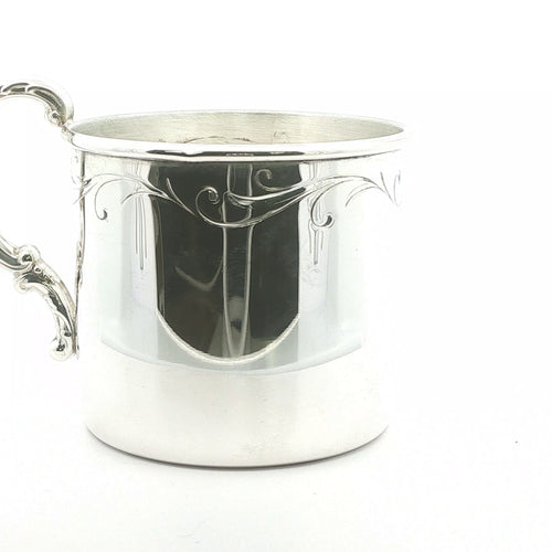 Vintage Estate Empire Sterling Silver Engraved Baby Cup