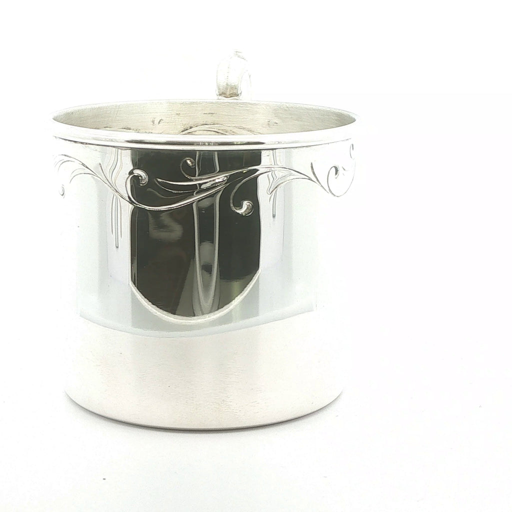 Vintage Estate Empire Sterling Silver Engraved Baby Cup