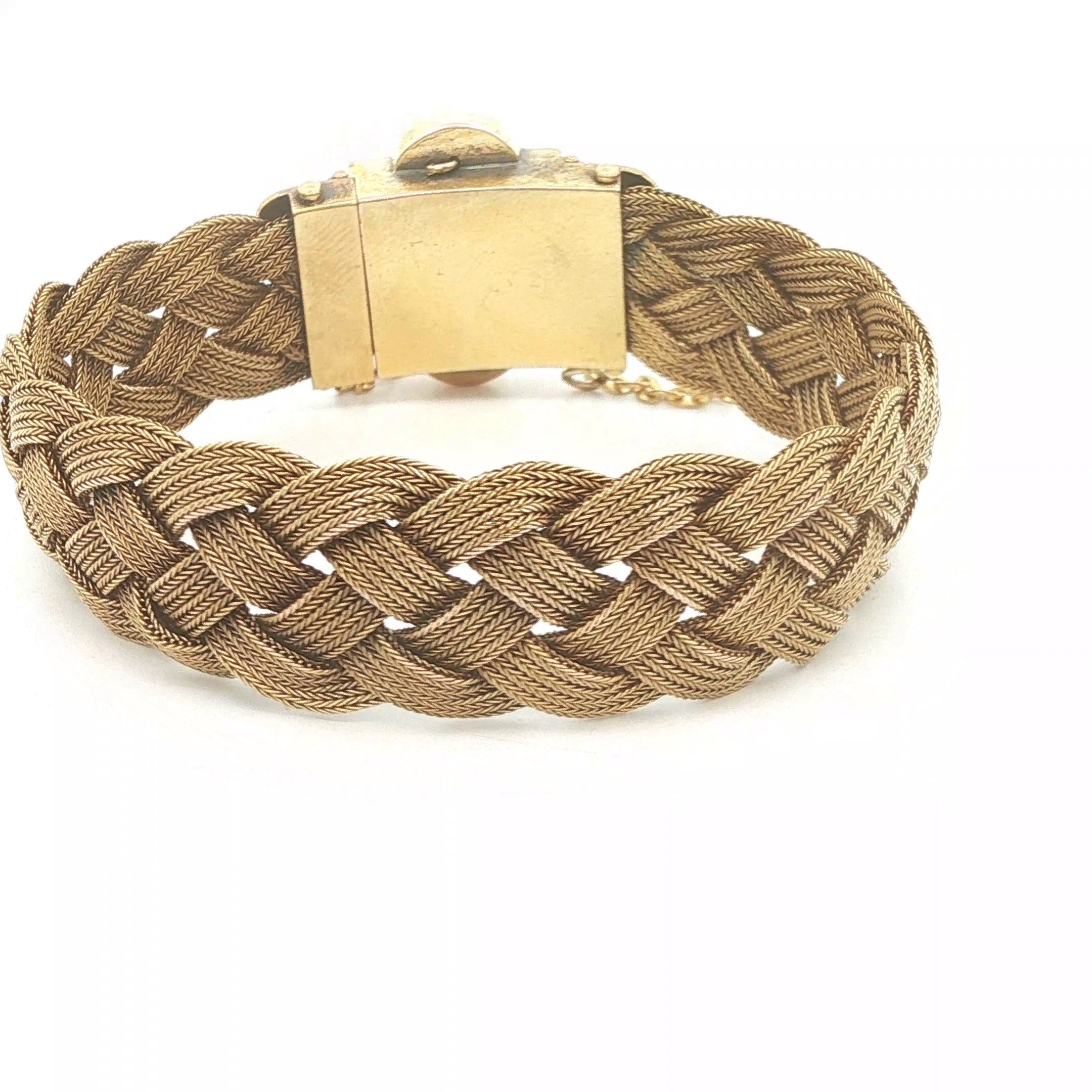 ESTATE Antique c. 1870 Victorian 18K Yellow Gold Woven Mesh Bird Motif Bracelet