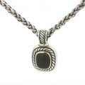 ESTATE David Yurman Albion Black Onyx Pendant & Sterling Silver Wheat Chain