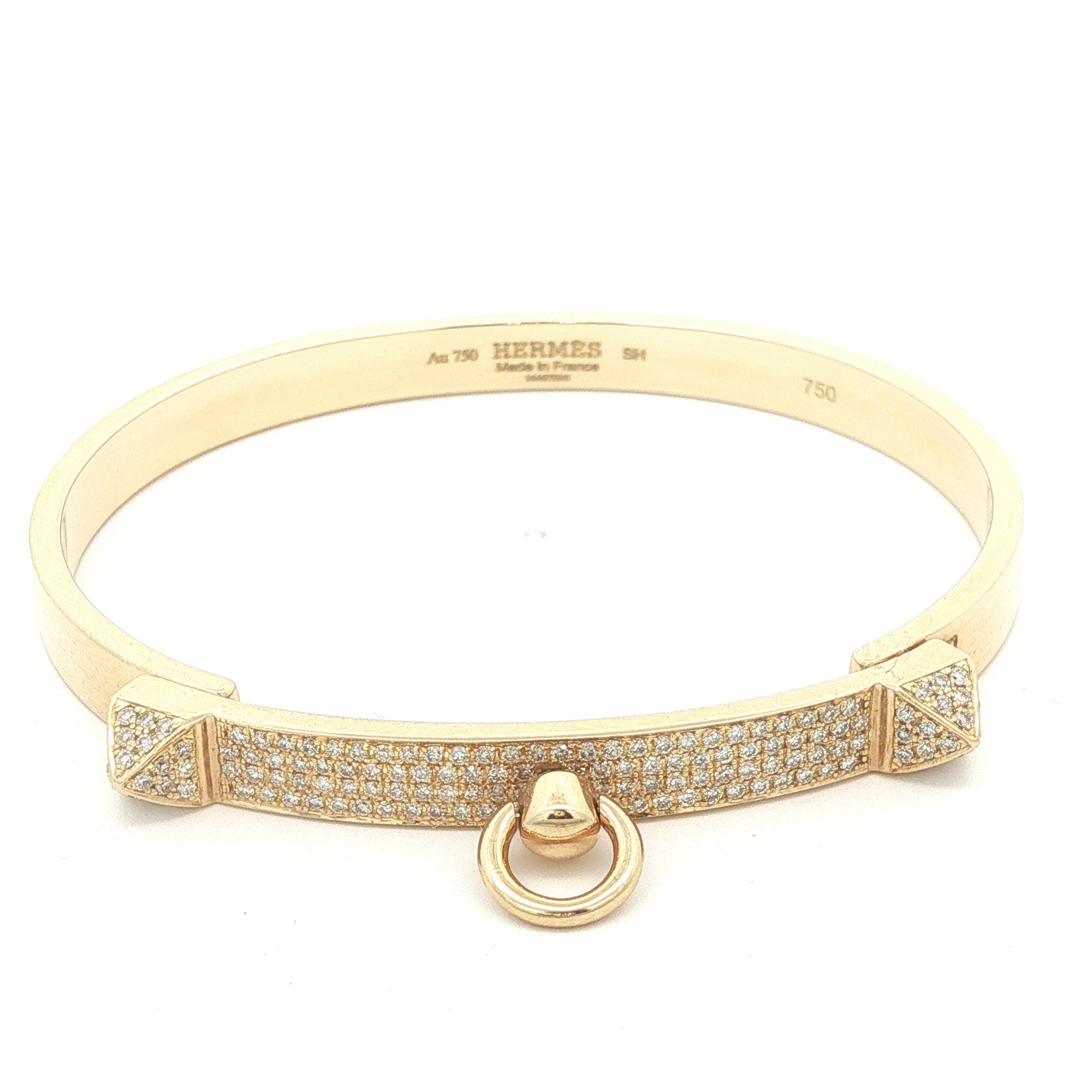 Estate Hermès Collier de Chien Full Pavé Diamond Bracelet in 18K Yellow Gold – SH