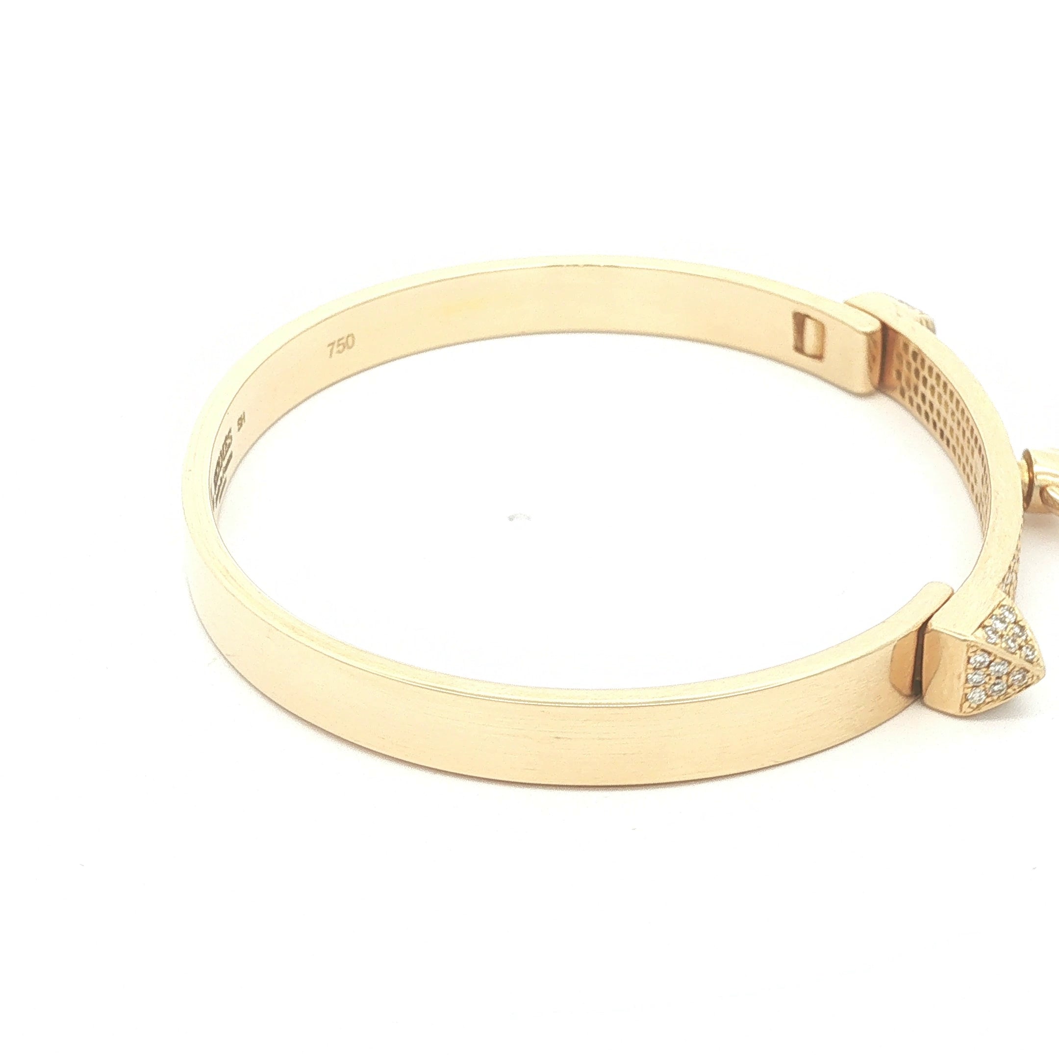 Estate Hermès Collier de Chien Full Pavé Diamond Bracelet in 18K Yellow Gold – SH