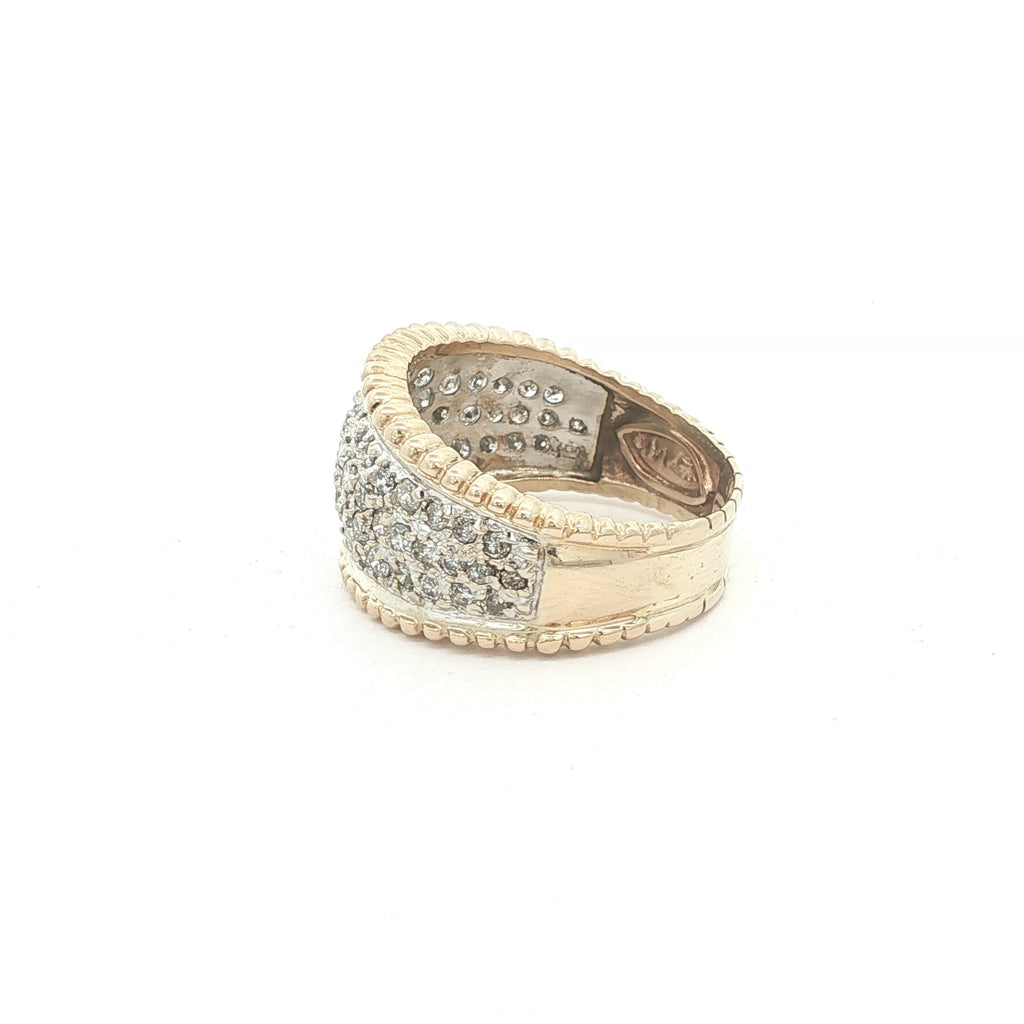 Estate Approx. 2.00 CTW Natural Diamond Wide Pavé Cigar Band in 14K Two-Tone Gold | Size 11