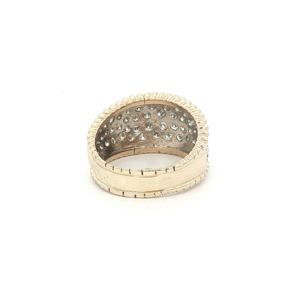 Estate Approx. 2.00 CTW Natural Diamond Wide Pavé Cigar Band in 14K Two-Tone Gold | Size 11