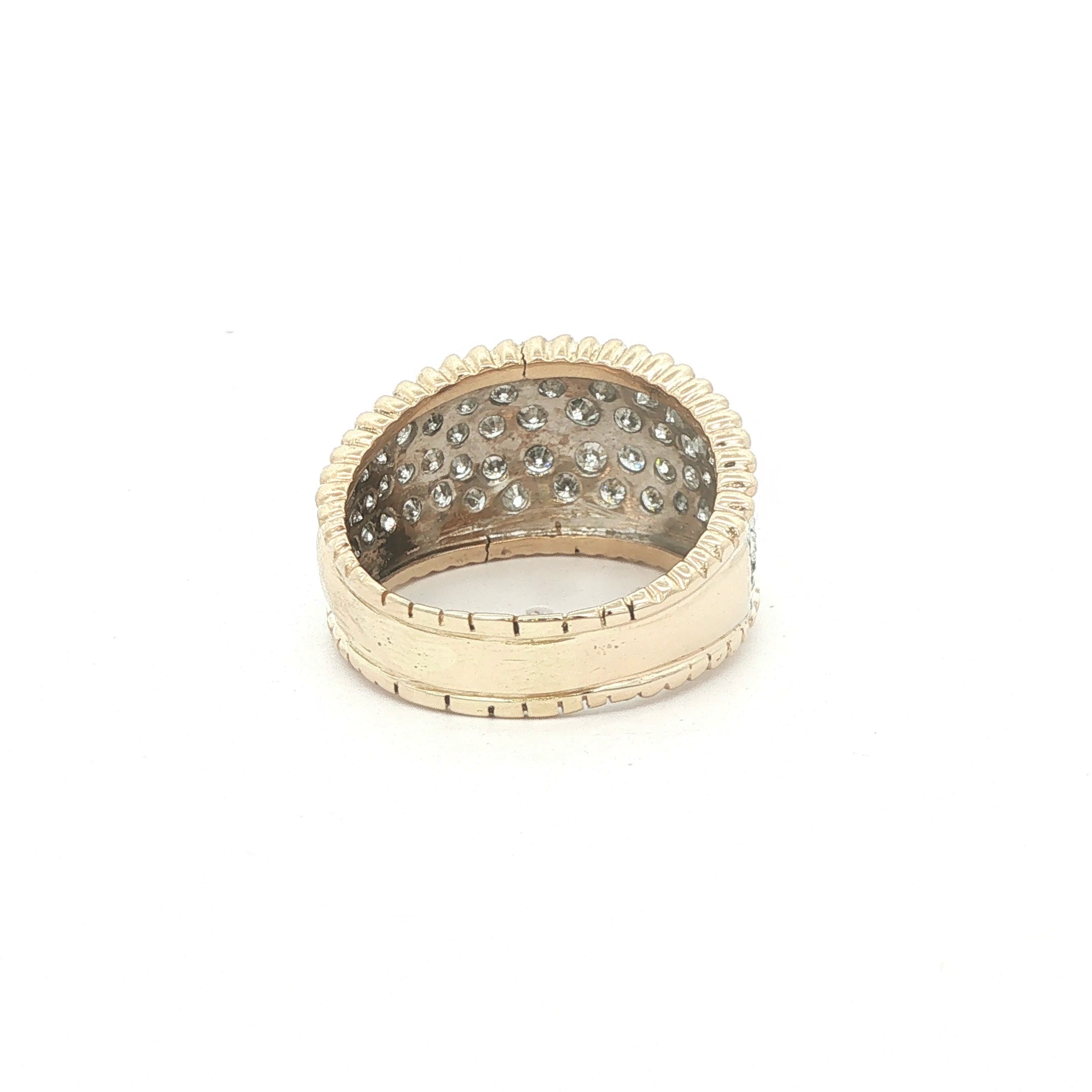 Estate Approx. 2.00 CTW Natural Diamond Wide Pavé Cigar Band in 14K Two-Tone Gold | Size 11