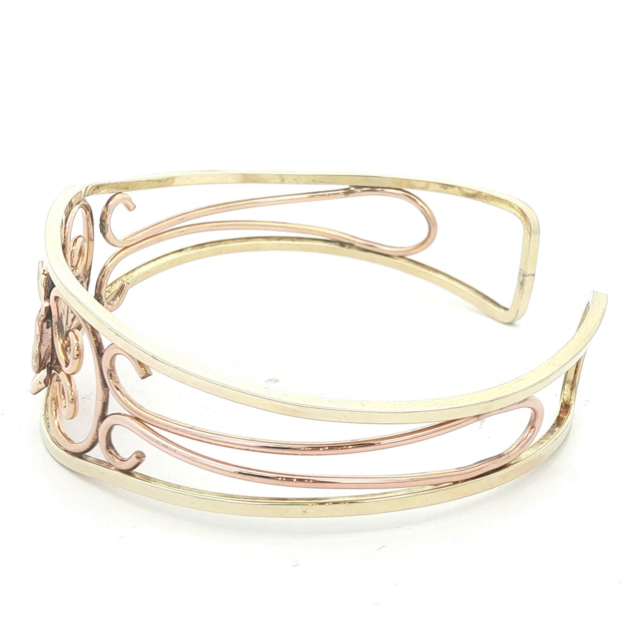 Vintage Hayward 1/20 12K Gold Filled Tri-Color Floral Filigree Cuff Bracelet
