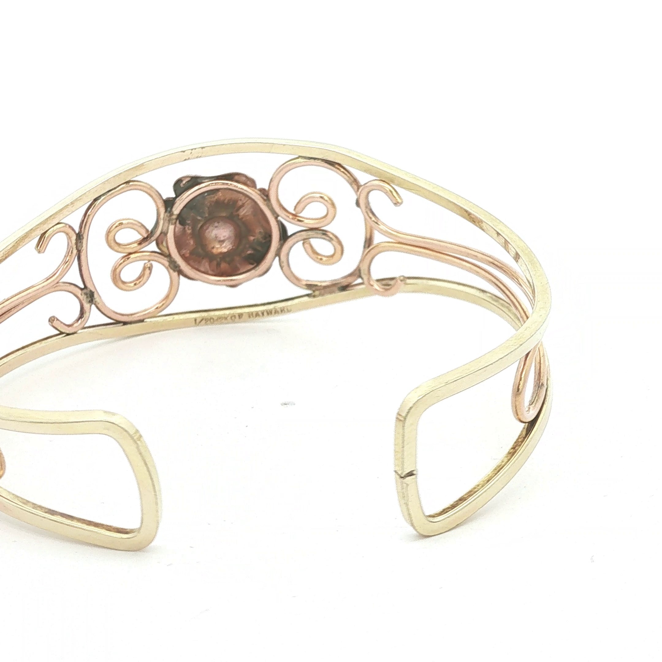 Vintage Hayward 1/20 12K Gold Filled Tri-Color Floral Filigree Cuff Bracelet