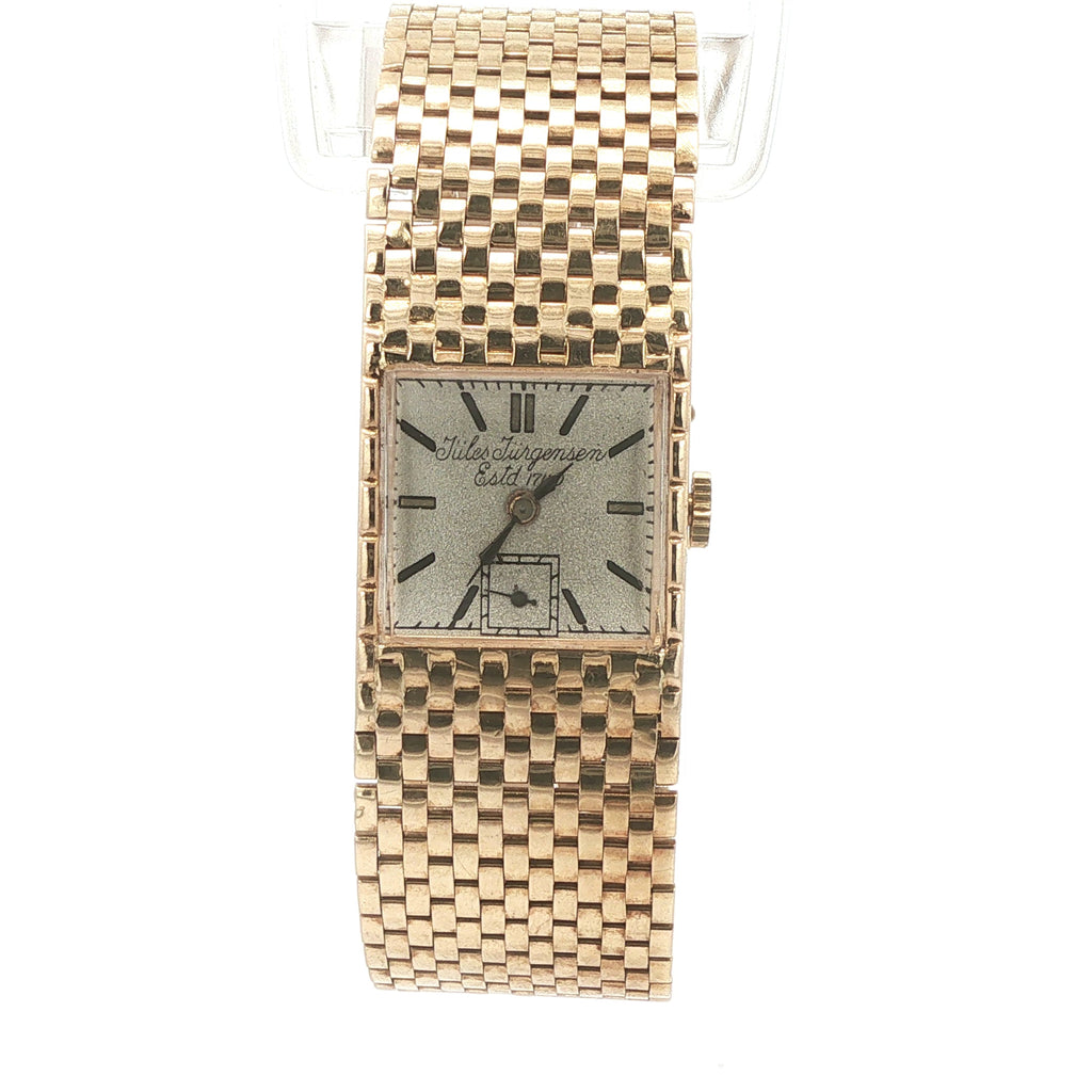 Estate Jules Jürgensen "Secret" 14K Yellow Gold Brick-Link Bracelet Watch, c. 1950s–1960s