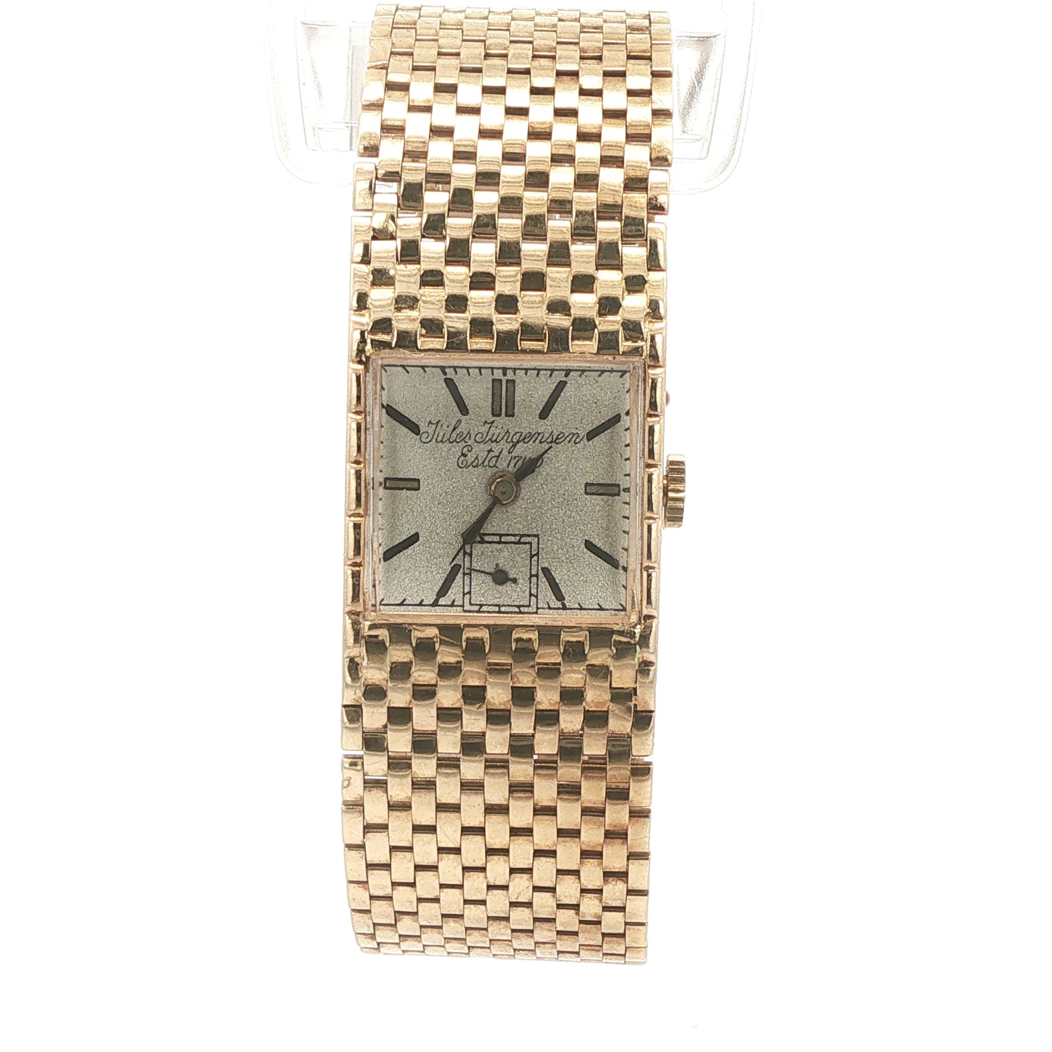 Estate Jules Jürgensen "Secret" 14K Yellow Gold Brick-Link Bracelet Watch, c. 1950s–1960s