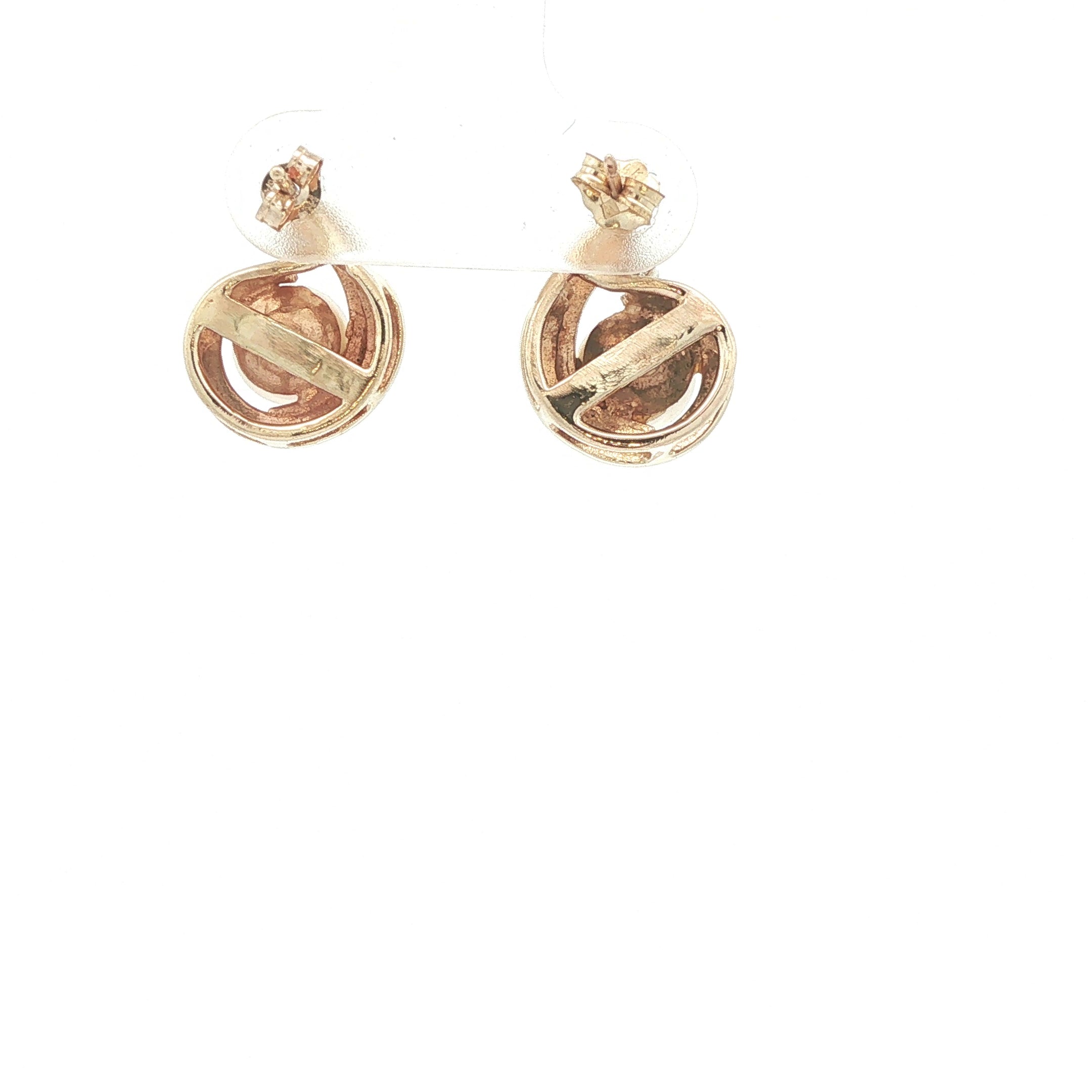 Estate Contemporary 14K Yellow Gold Cultured Pearl and Natural Diamond Accent Earrings