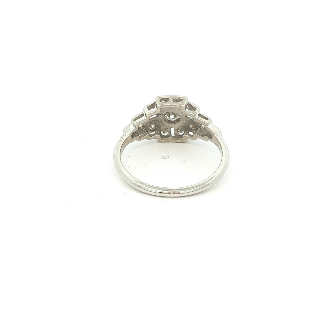 Estate 1930s Art Deco 14K White Gold Diamond Ring 1/2 CTW Size 7