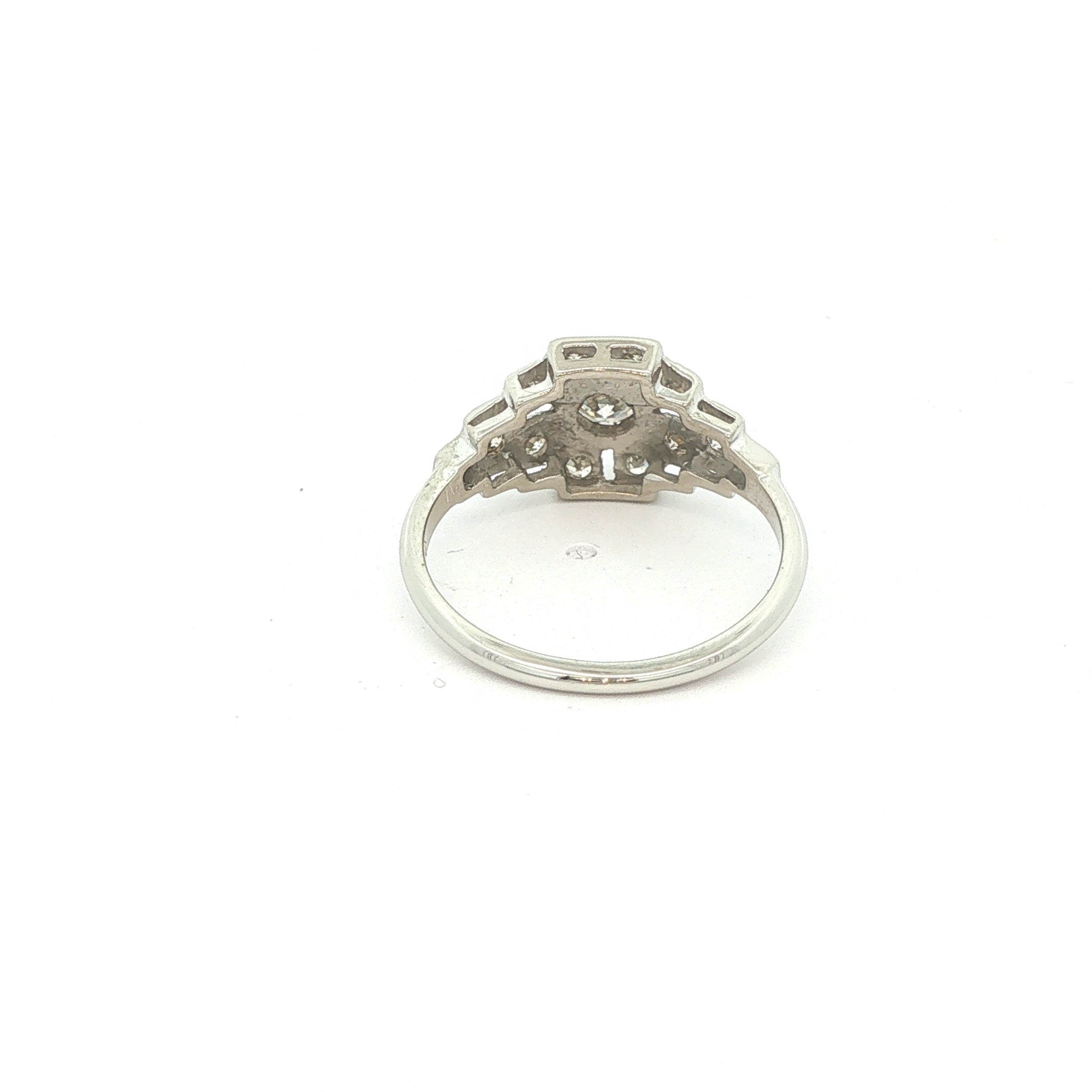 Estate 1930s Art Deco 14K White Gold Diamond Ring 1/2 CTW Size 7