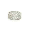 Estate 2000s Vintage Inspired 14K White Gold Openwork Diamond Band Ring 0.10 CTW Size 8.50