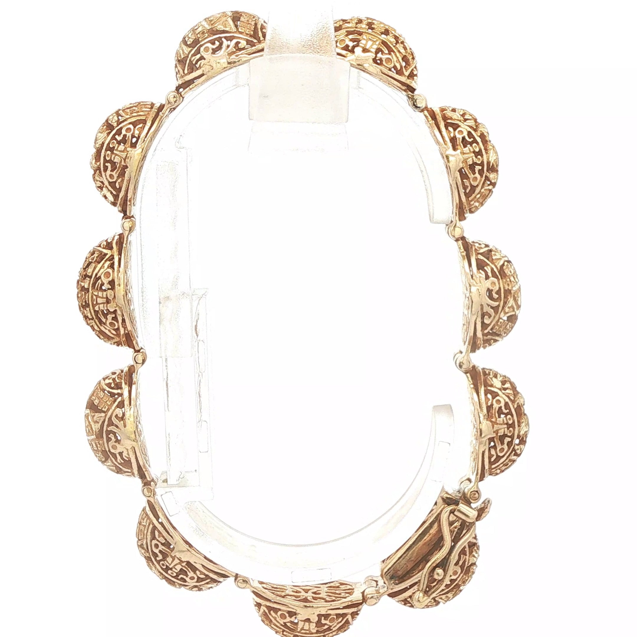 Estate Vintage Circa 1970 18K Yellow Gold Chinese Character Link Bracelet