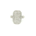 Estate Vintage Circa 1925 Art Deco 14K White Gold Diamond Filigree Plaque Ring Size 10