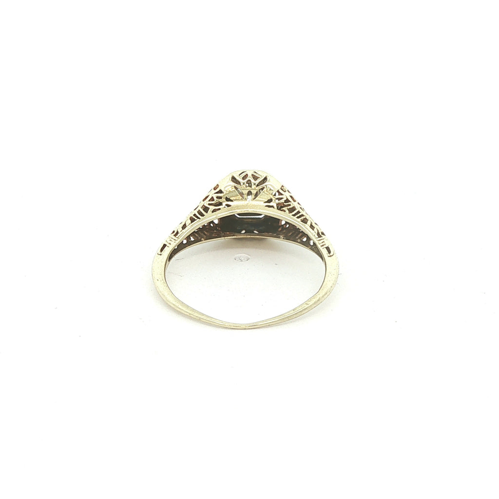 Estate Vintage Circa 1925 14K White Gold Old Mine Cut Diamond Filigree Ring 1/5 CTW Size 5