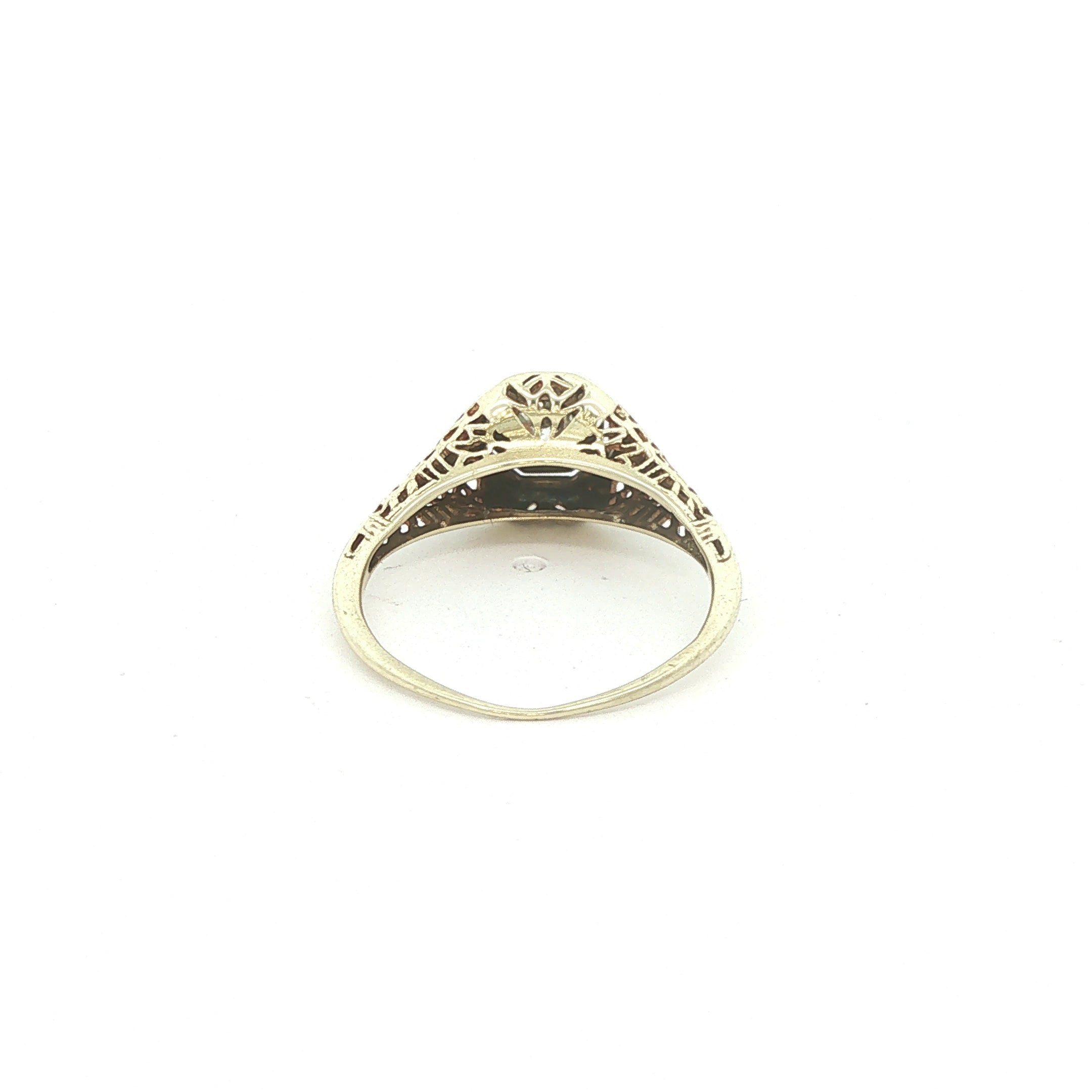 Estate Vintage Circa 1925 14K White Gold Old Mine Cut Diamond Filigree Ring 1/5 CTW Size 5