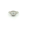 Estate Circa 1920s 18K White Gold Mine Cut Diamond Filigree Ring Size 5.25