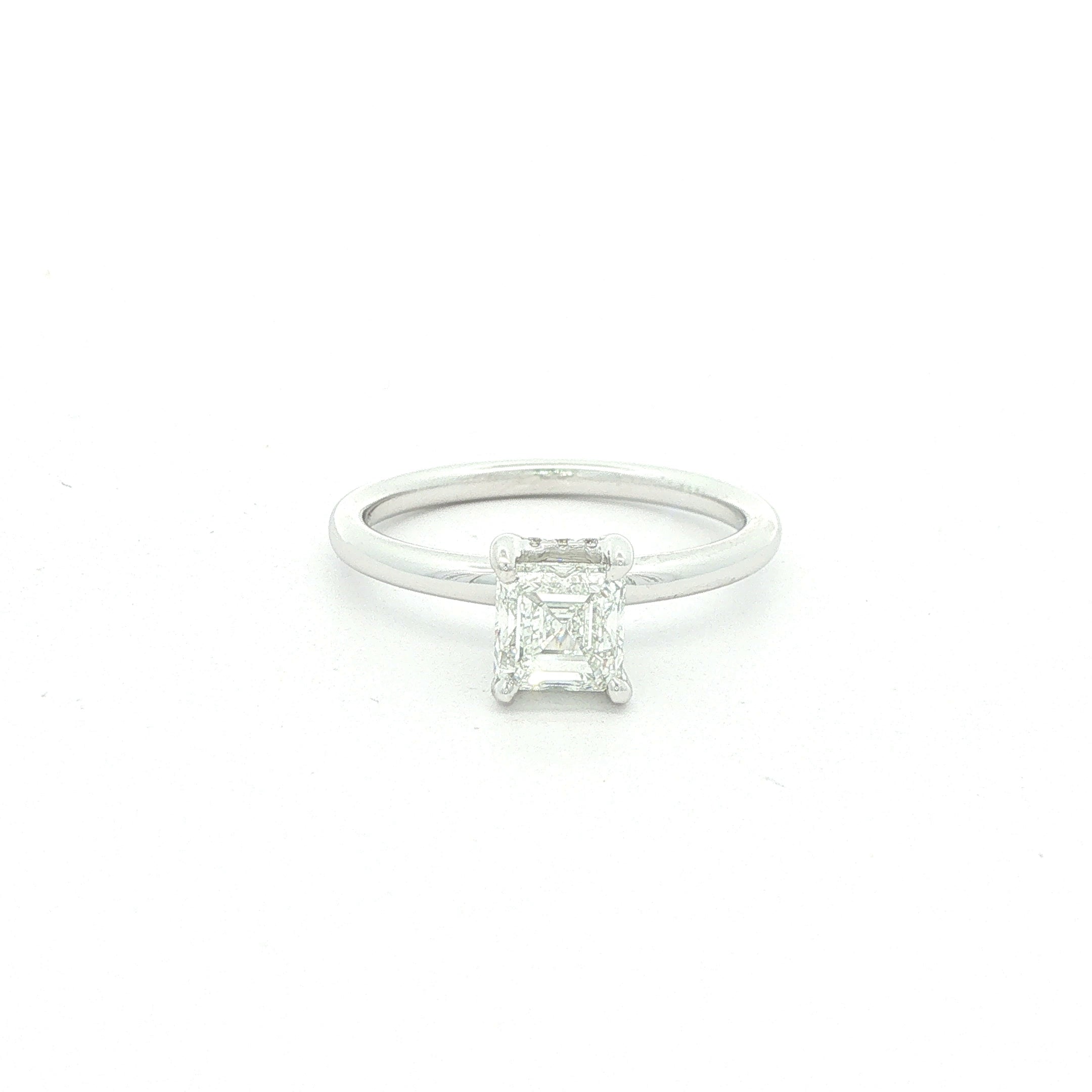 Estate 14K White Gold 1 CTW H Color Ascher Cut Natural Diamond Ring Size 6