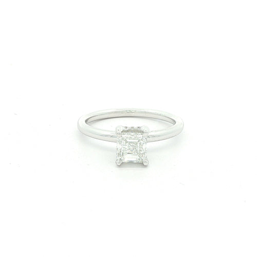 Estate 14K White Gold 1 CTW H Color Ascher Cut Natural Diamond Ring Size 6