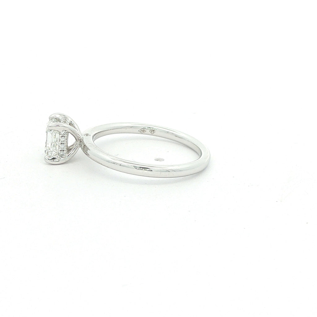Estate 14K White Gold 1 CTW H Color Ascher Cut Natural Diamond Ring Size 6