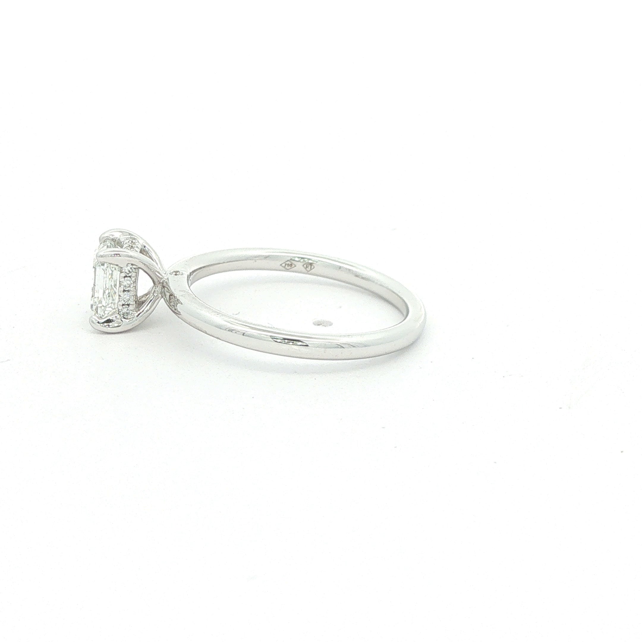 Estate 14K White Gold 1 CTW H Color Ascher Cut Natural Diamond Ring Size 6