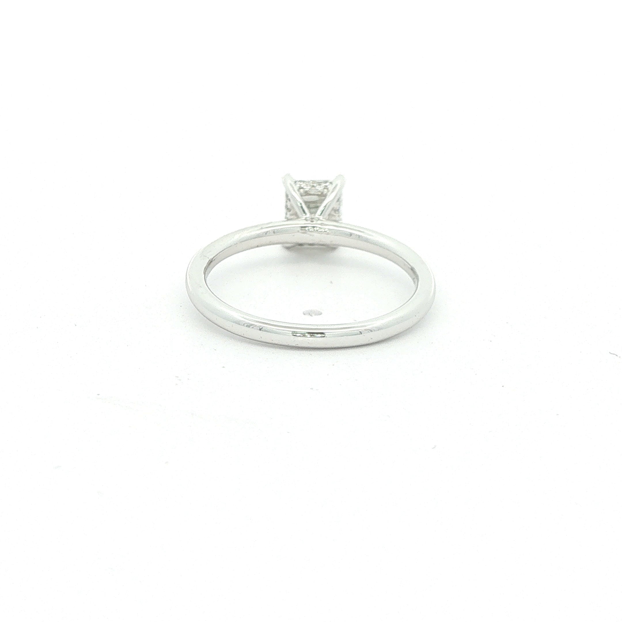 Estate 14K White Gold 1 CTW H Color Ascher Cut Natural Diamond Ring Size 6
