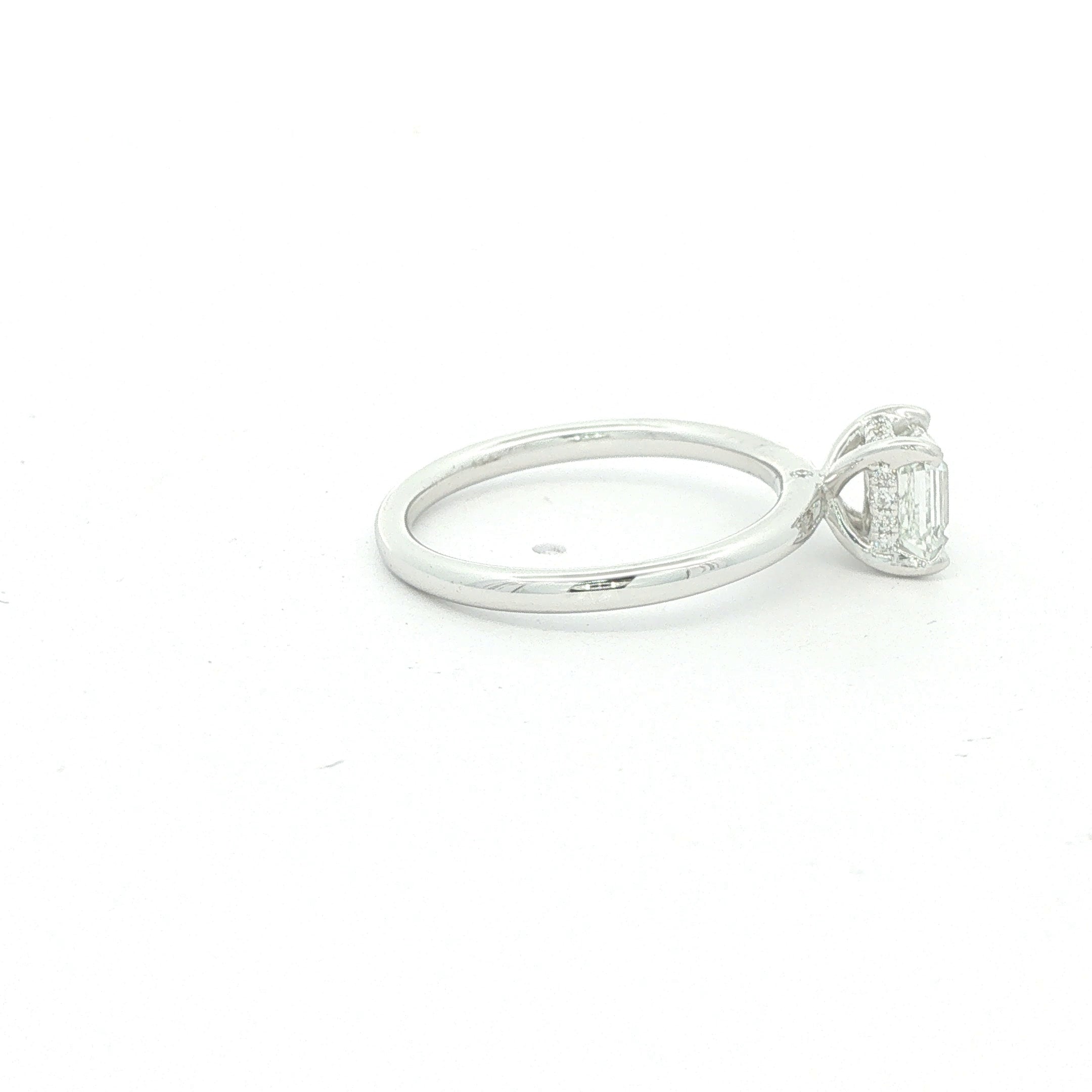 Estate 14K White Gold 1 CTW H Color Ascher Cut Natural Diamond Ring Size 6