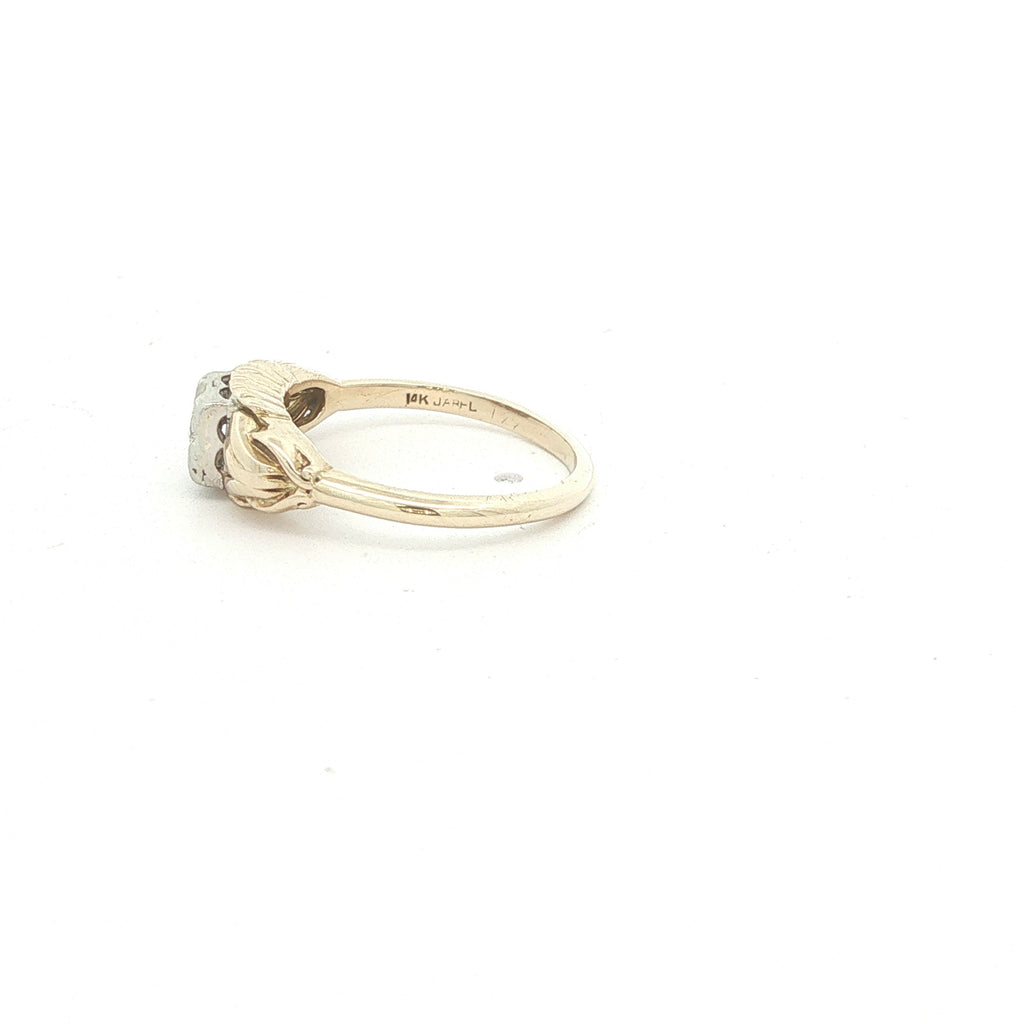 1950s Estate 14K Yellow Gold Natural Diamond Vintage Ring Size 5