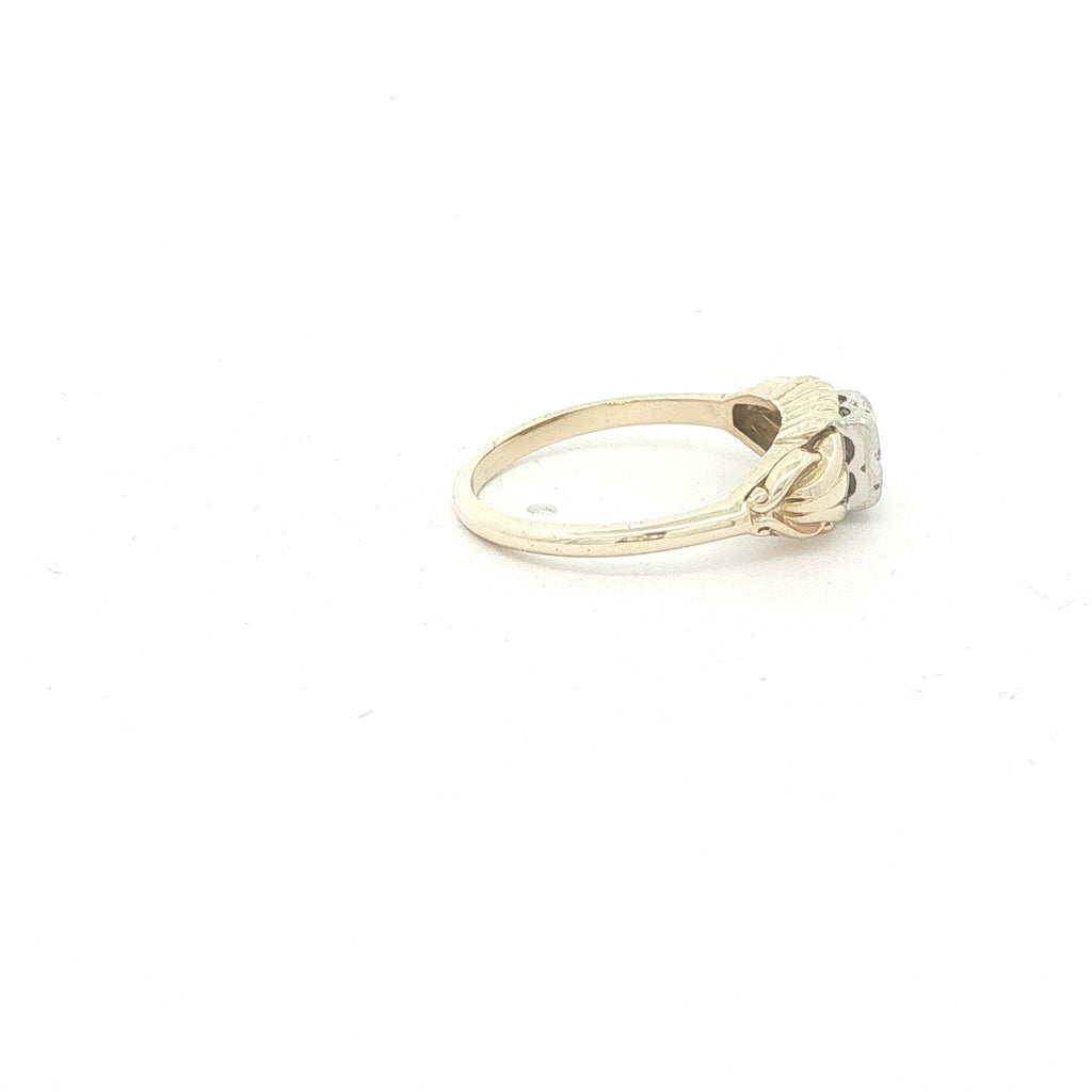 1950s Estate 14K Yellow Gold Natural Diamond Vintage Ring Size 5