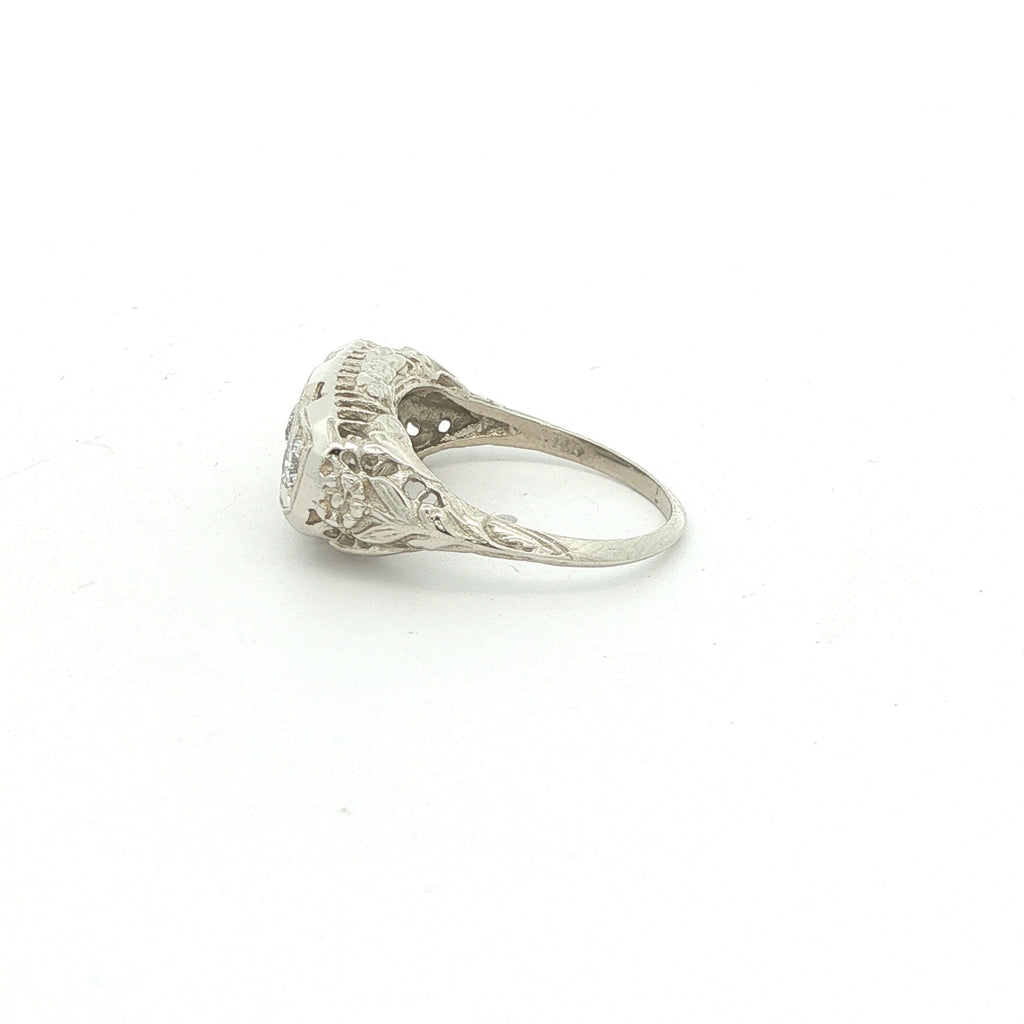 Estate Vintage Approx. 1/2 CTW Natural Diamond Three-Stone Filigree Ring
